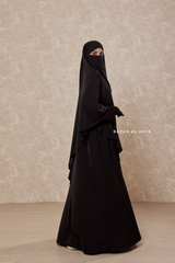 Black Salam 2 Abaya & Mubarak Khimar Maxi Set - Silk Crepe