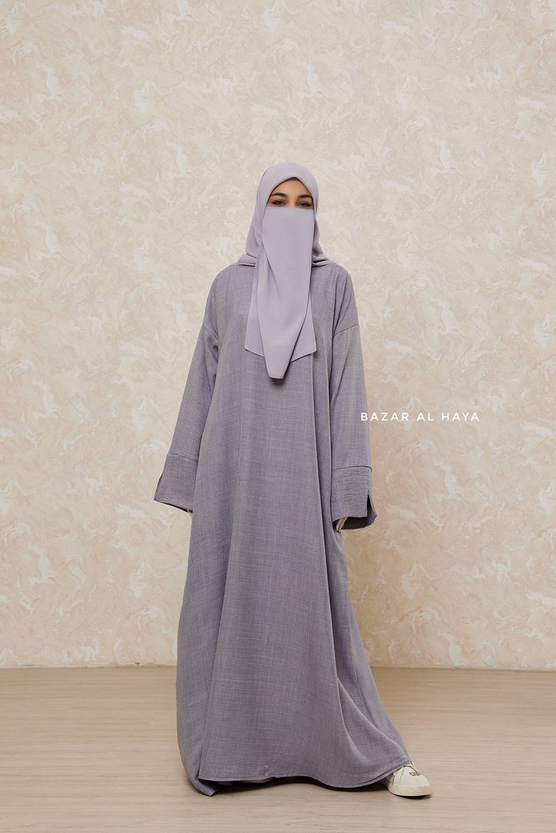 Silver Rahima Loose Fit Comfy Abaya With Pockets - Leon