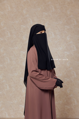 Black Two Layer Scarf Niqab - Long & Wide - Super Breathable Veil