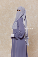 Silver Two Layer Niqab - Premium Wool Chiffon - Medium