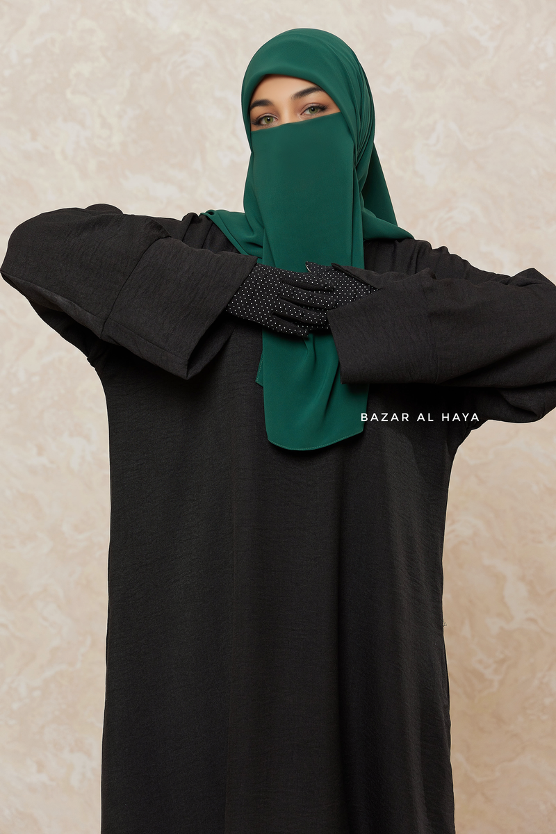 Black Rahima Loose Fit Comfy Abaya With Pockets - Leon