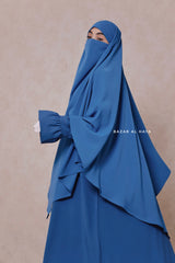 Steel Blue Mubarak Diamond Khimar - Nida Extra Long