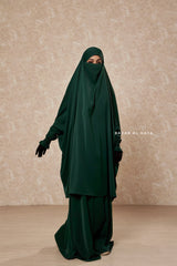 Green Emerald  Hoor - Two Piece Jilbab With Skirt- Long & Loose