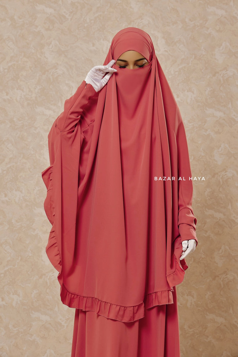 Raspberry Ibadah Pink Two-piece Jilbab with Skirt, Haj, Umrah Garment & Prayer Set