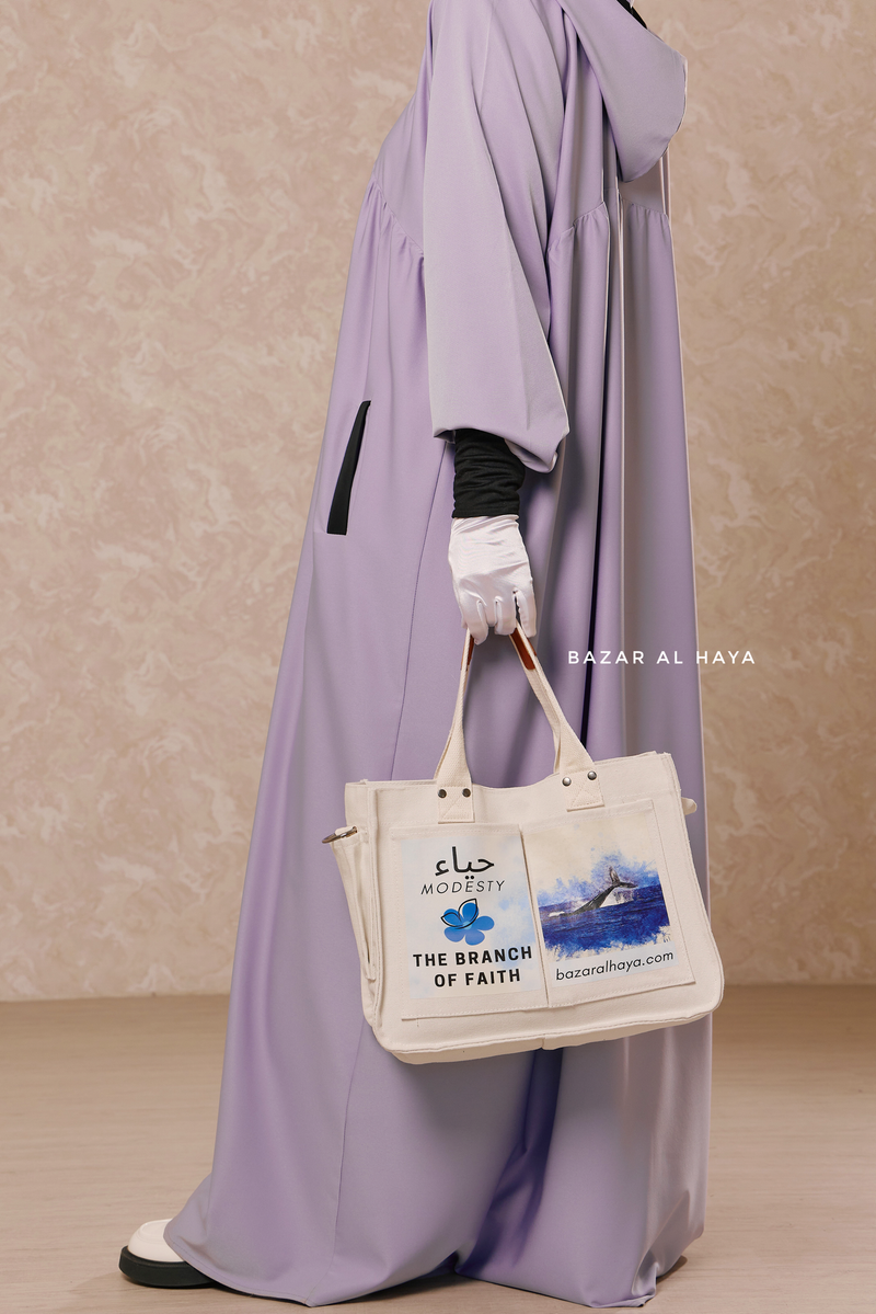 “Modesty - The Branch Of Faith” Ivory Cotton Tote Bag