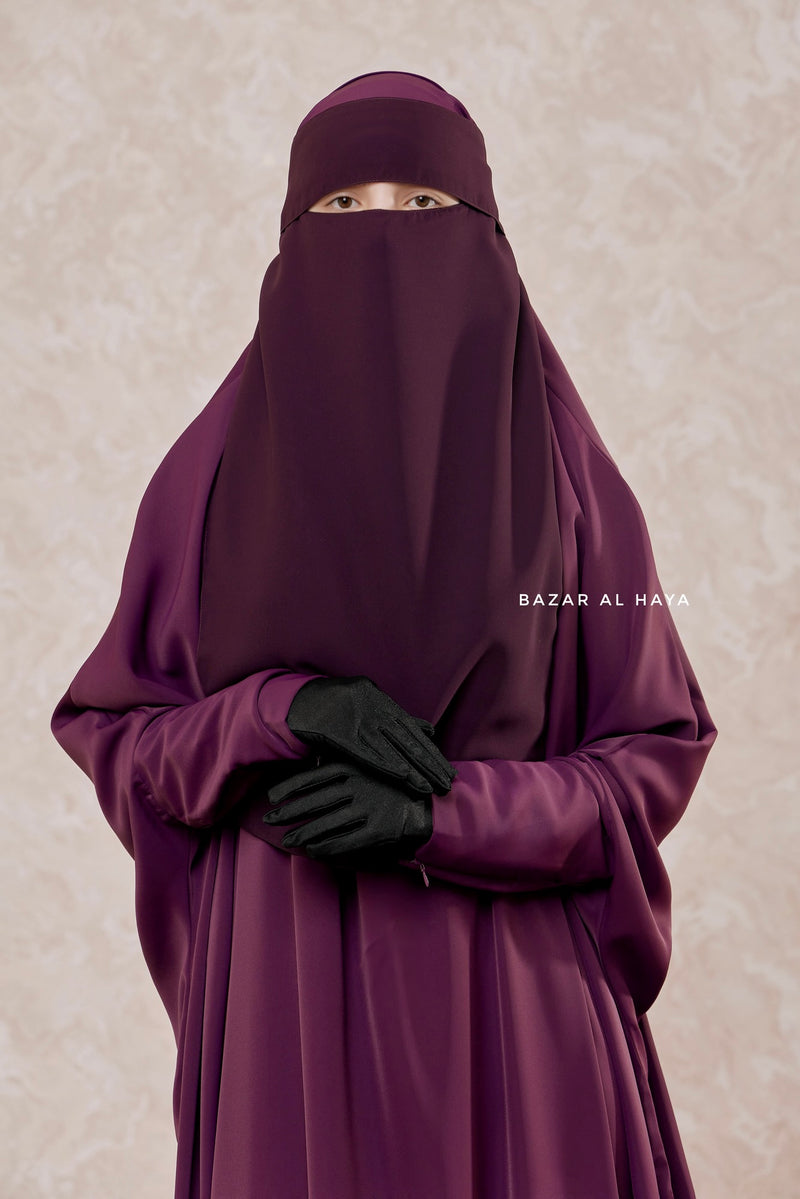 Purple Flap Single Niqab - Super Breathable Veil - Large