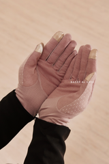 Dusty Pink Touch Screen Dotted Long Gloves - One Size