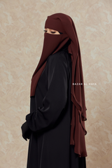 Brown Two Layer Niqab - Premium Wool Chiffon - Medium