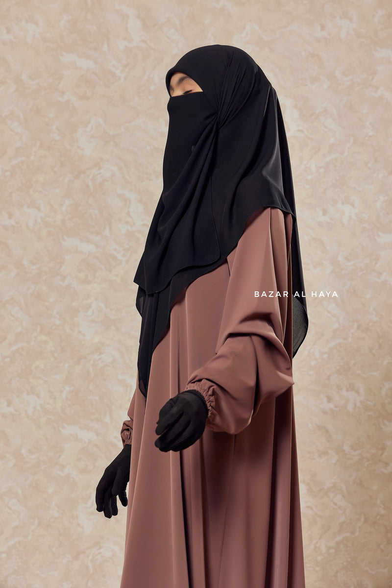 Taupe Rose Salam 2 Abaya - Comfy Style Front Zipper - Nida