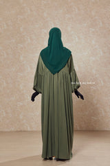 Olive Muna 2 Loose Fit Summer Abaya Dress - Sheen Kharir