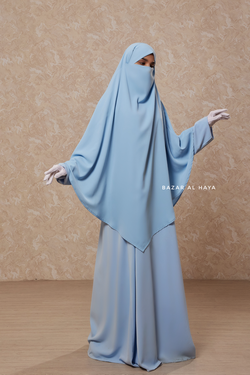 Baby Blue Salam Abaya & Mubarak Khimar Set - Nida