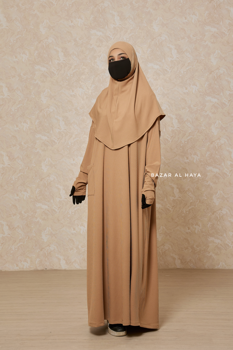 Amber Khawla Premium Corduroy Cotton Two Piece Prayer Dress - Abaya & Khimar