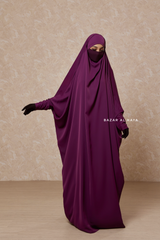 Purple Sarah One Piece Jilbab - Zipper Sleeves - Silk Crepe