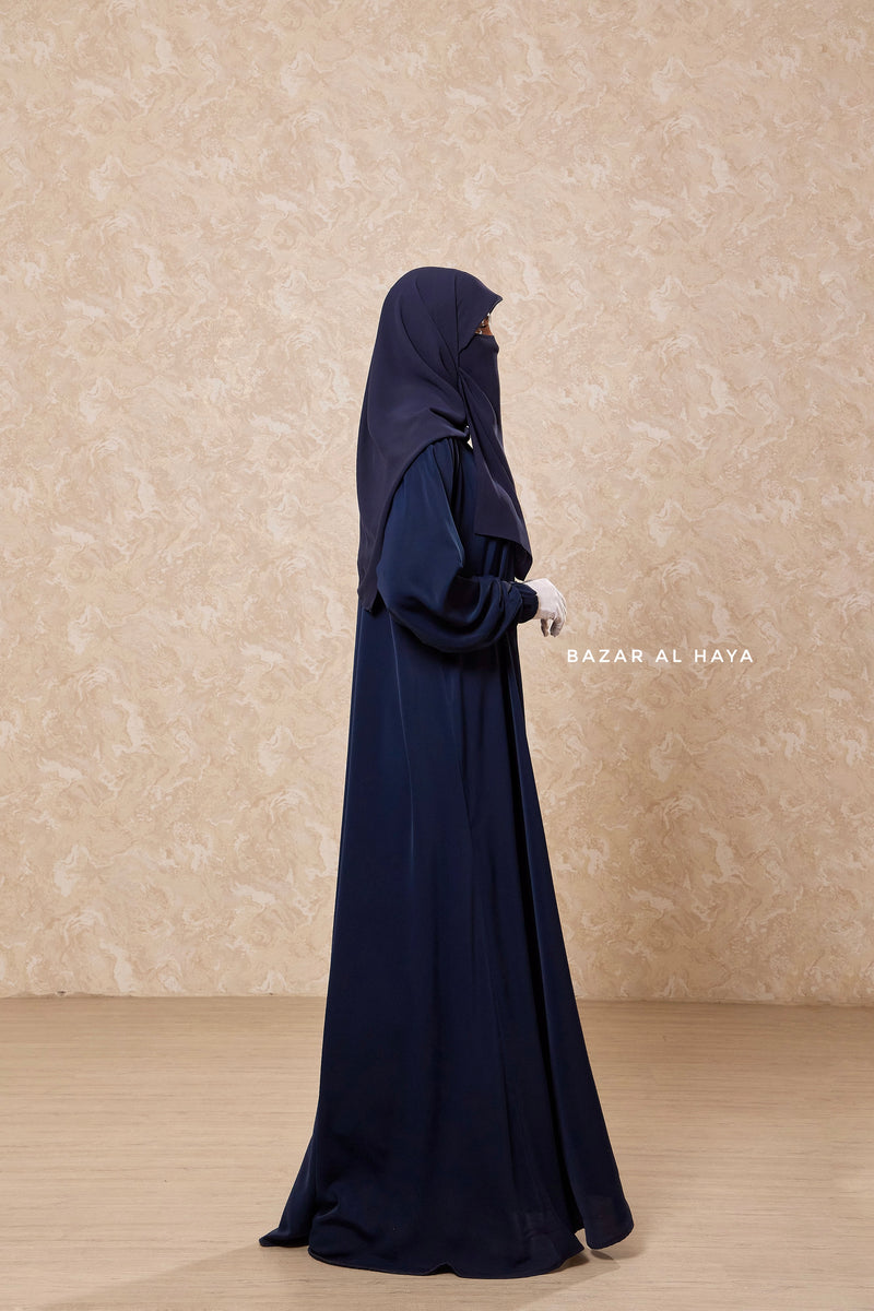 Navy Salam Abaya - Loose & Wide Bottom