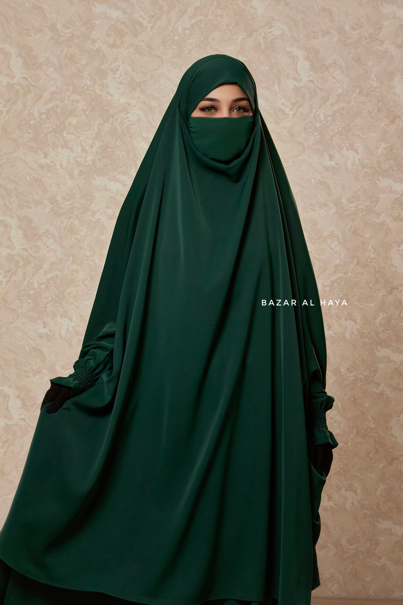 Green Emerald  Hoor - Two Piece Jilbab With Skirt- Long & Loose