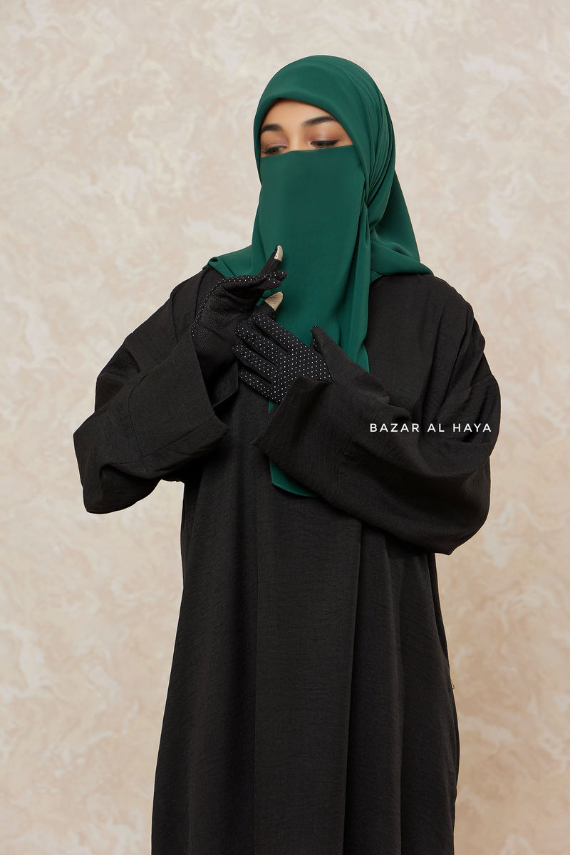 Black Rahima Loose Fit Comfy Abaya With Pockets - Leon