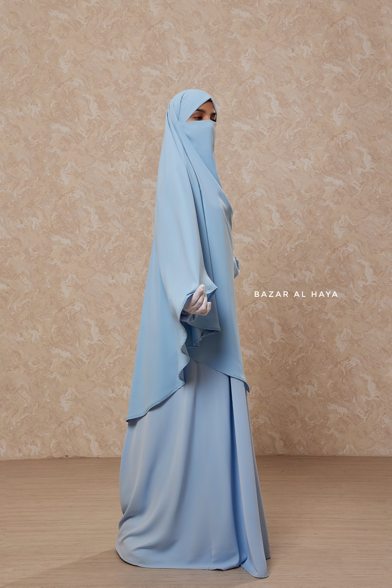 Baby Blue Salam Abaya & Mubarak Khimar Set - Nida