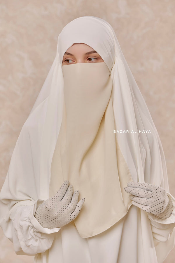 Creme Single Half Niqab - Super Breathable Veil