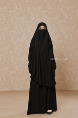 Black Ibadah Two-piece Jilbab with Skirt, Haj, Umrah Garment & Prayer Set