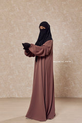 Taupe Rose Salam 2 Abaya - Comfy Style Front Zipper - Nida