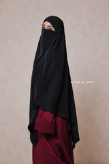 Black Mubarak Long Diamond Khimar - Nidha Extra Long