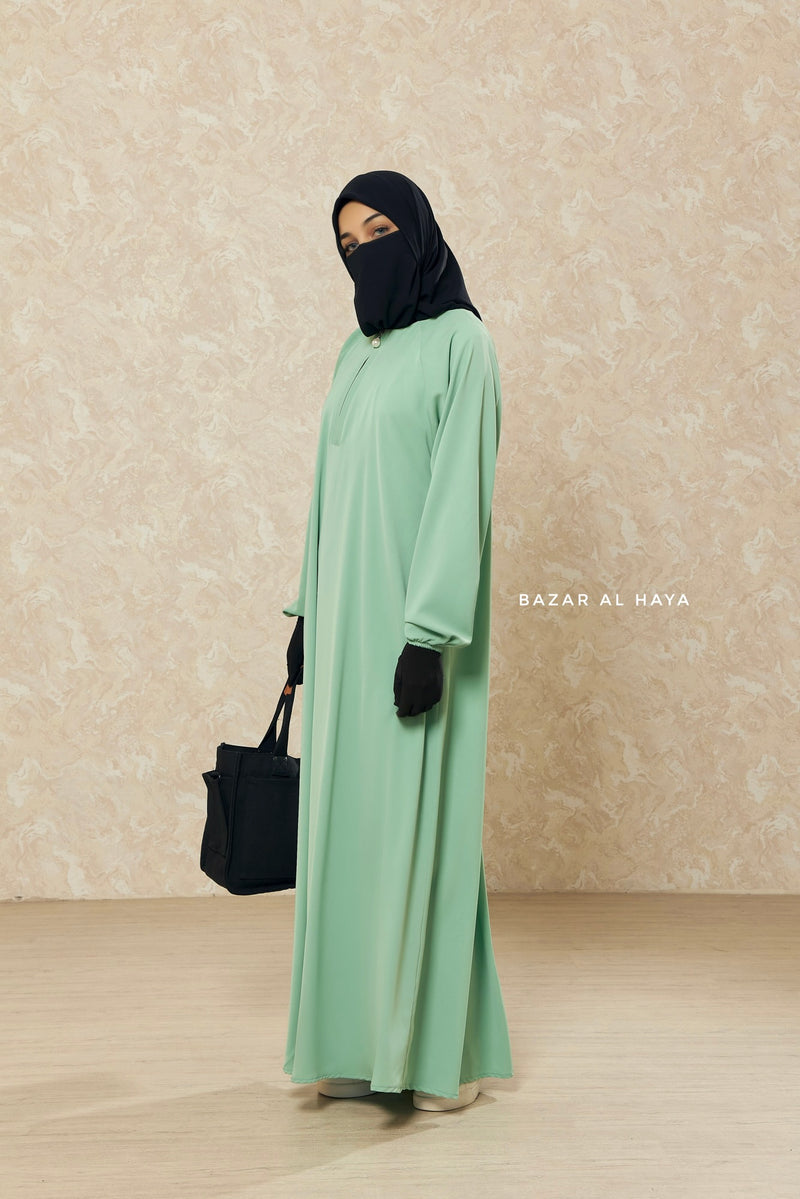 Mint Salam 2 Abaya - Comfy Style Front Zipper - Nida