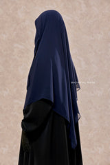 Square Scarf With Half Niqab Set In Dark Blue - Super Breathable - Quality