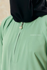 Mint Salam 2 Abaya - Comfy Style Front Zipper - Nida