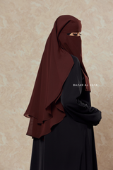 Brown Two Layer Niqab - Premium Wool Chiffon - Medium