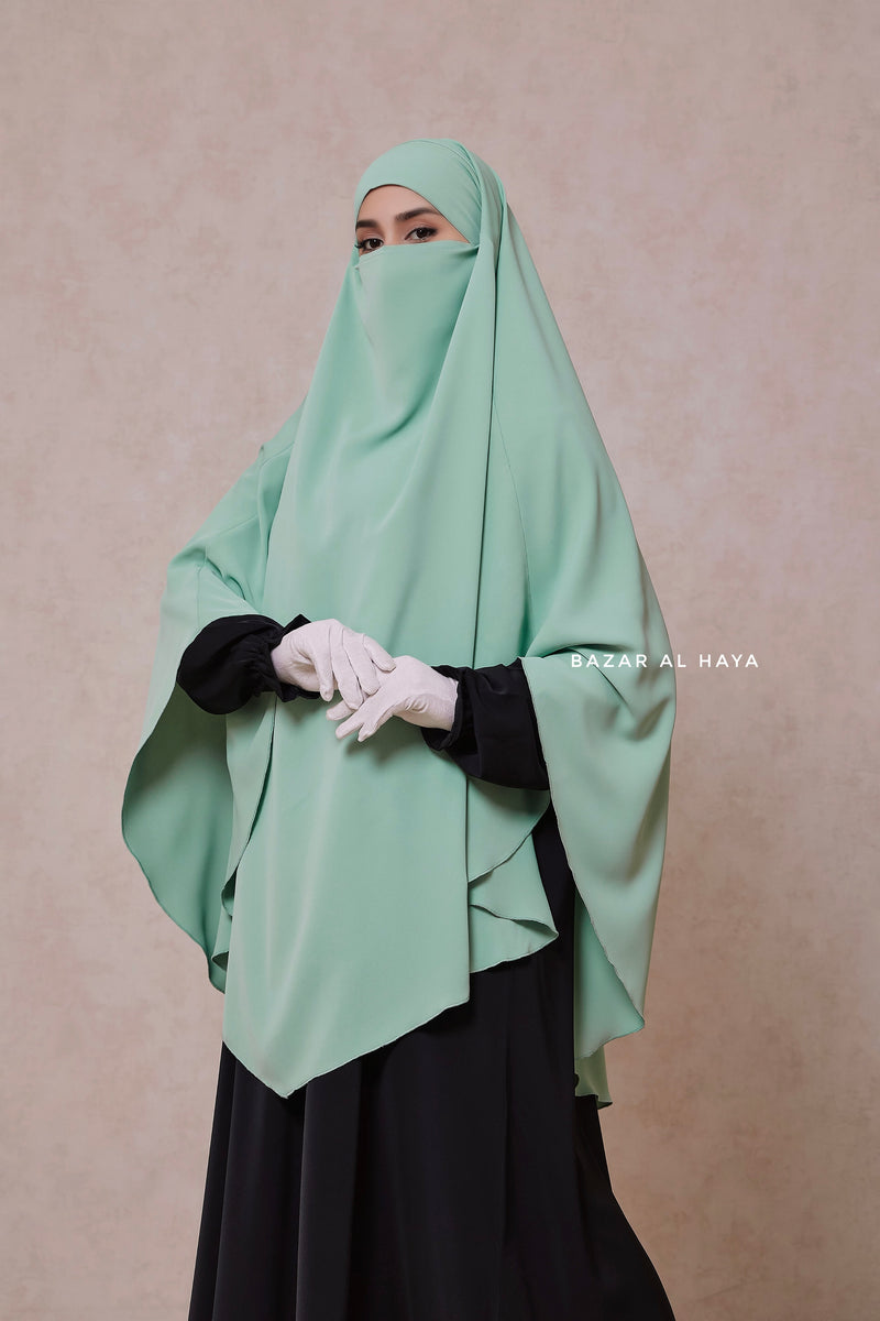 Mint Mubarak Long Triangle Diamond Khimar - Nidha Extra Long