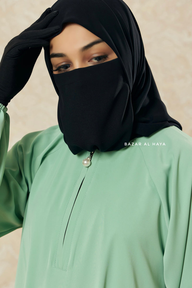 Mint Salam 2 Abaya - Comfy Style Front Zipper - Nida