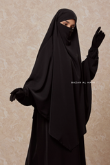 Black Salam 2 Abaya & Mubarak Khimar Maxi Set - Silk Crepe