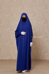 Royal Blue Sarah One Piece Jilbab - Zipper Sleeves - Silk Crepe