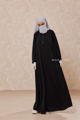 Black Salam 2 Abaya - Comfy Style Front Zipper - Nida