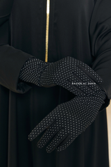 Black Touch Screen Dotted Long Gloves - One Size