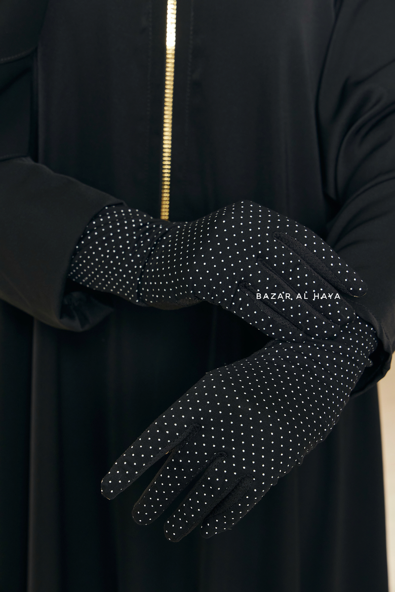 niqab handschuhe touchscreen Black Touch Screen Dotted Long Gloves