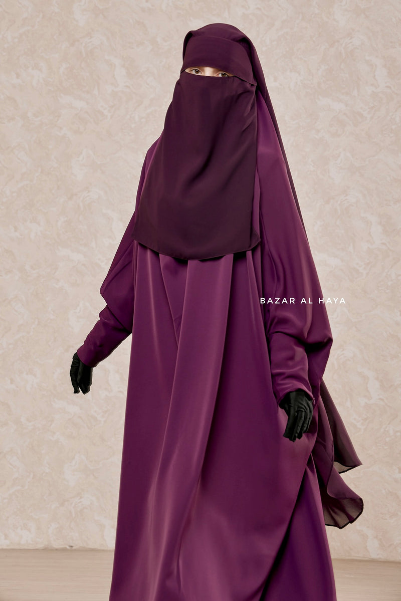 Two Layer Purple Flap Niqab - Wide & Super Breathable Veil