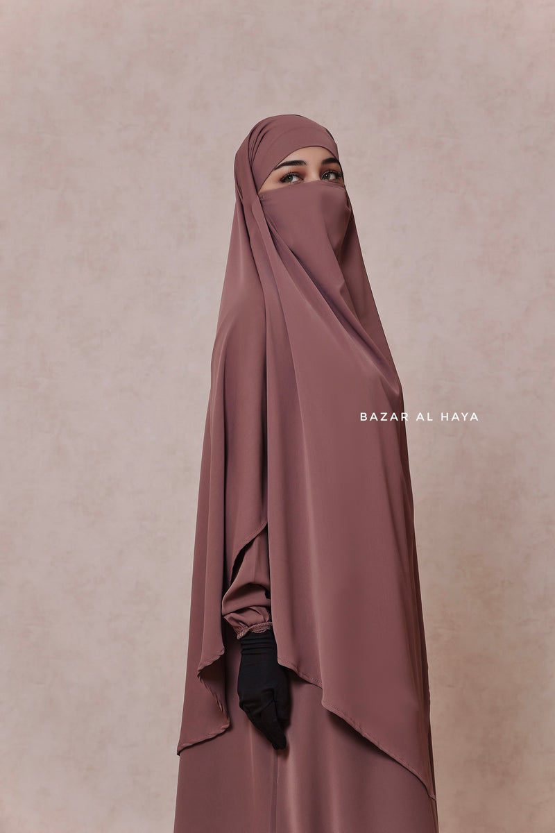 Taupe Rose Salam 2 Abaya & Mubarak Khimar Maxi Set - Nida