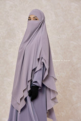 Grey Pari Two Layered Maxi Diamond Khimar - Crepe Chiffon