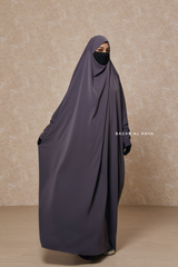 Steel Grey Sarah One Piece Jilbab - Zipper Sleeves - Silk Crepe