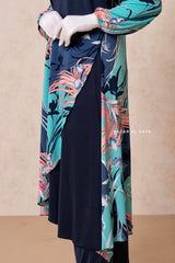 Floral Print Modest Swimwear Three Piece Set - Swimdress, Khimar, & Pants - The Comfort