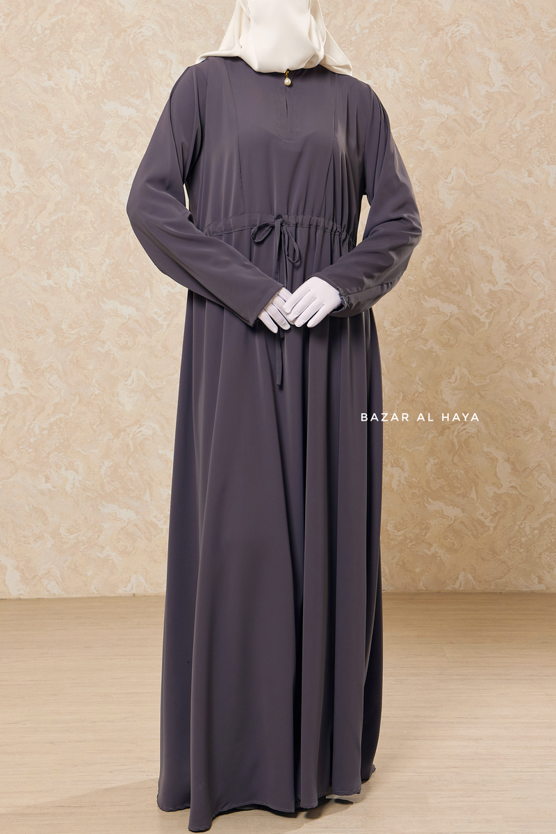 grey abaya dress Yasmin Closed Abaya