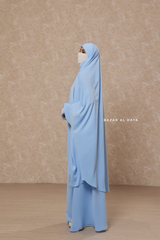 Hoor Baby Blue - Two Piece Jilbab With Skirt- Long & Loose