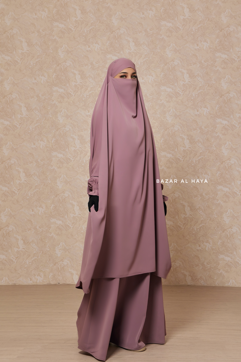 Dusty Rose Hoor - Two Piece Jilbab With Skirt- Long & Loose