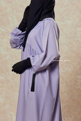 Kalina Lilac Hooded Abaya Dress With Pockets - Silk Crepe