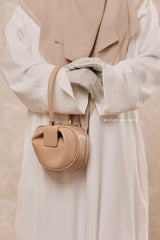 Unique Round Hand Bag In Beige