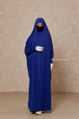 Royal Blue Sarah One Piece Jilbab - Zipper Sleeves - Silk Crepe