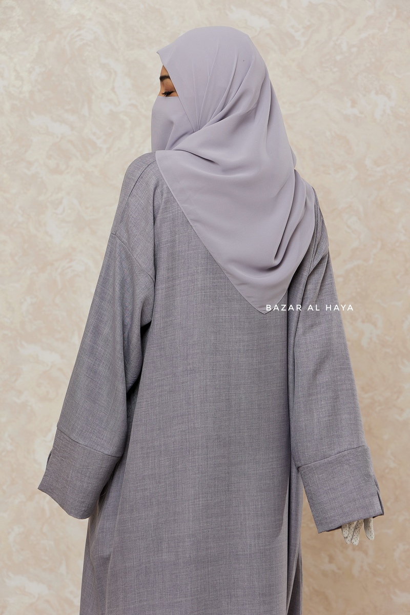 Silver Rahima Loose Fit Comfy Abaya With Pockets - Leon