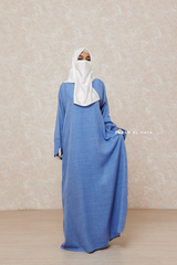 Blue Rahima Loose Fit Comfy Abaya With Pockets - Leon