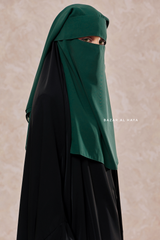 Emerald Two Layer Flap Niqab - Premium Wool Chiffon - Medium